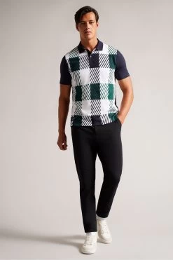 Ted Baker Pollaid Navy Regular House Check Polo Shirt -Ted Baker Shop D74296s3