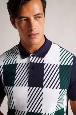 Ted Baker Pollaid Navy Regular House Check Polo Shirt -Ted Baker Shop D74296s4