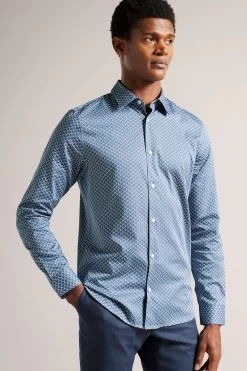 Ted Baker Blue Willuw Line Geo Print Shirt