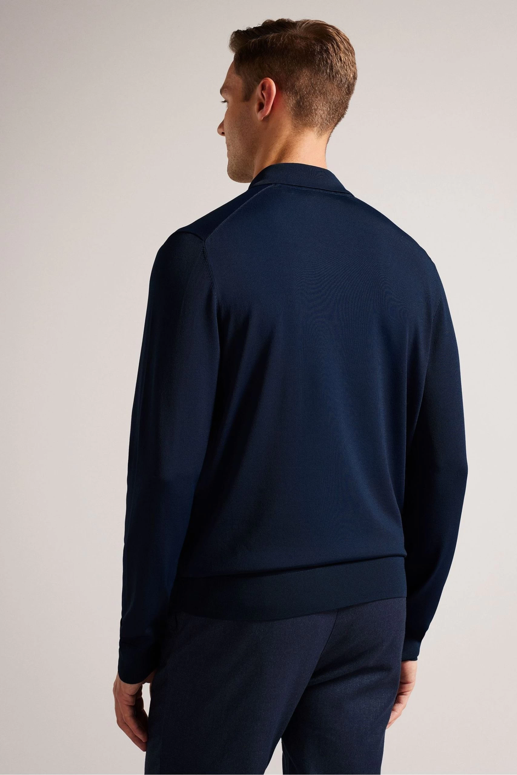 Ted Baker Viba Navy Regular Half Zip Rayon Polo Shirt 4 Ted Baker Viba Navy Regular Half Zip Rayon Polo Shirt - Image 2