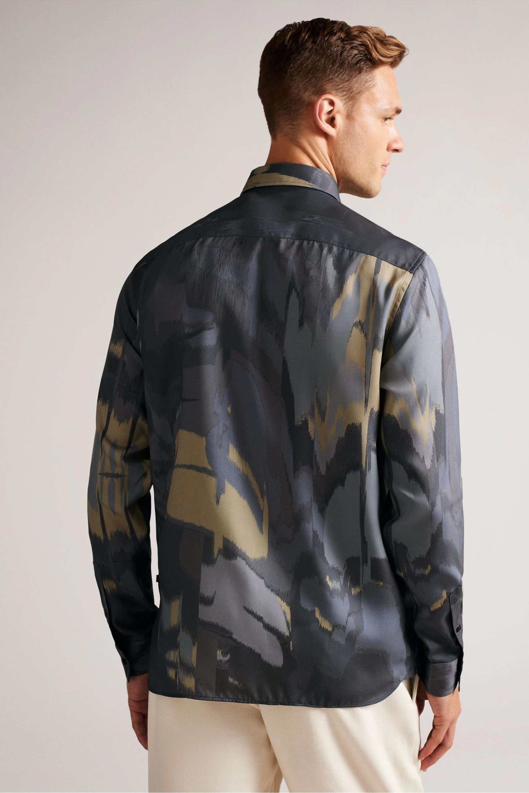 Ted Baker Mordun Grey Long Sleeve Abstract Butterfly Print Shirt 4 Ted Baker Mordun Grey Long Sleeve Abstract Butterfly Print Shirt - Image 2