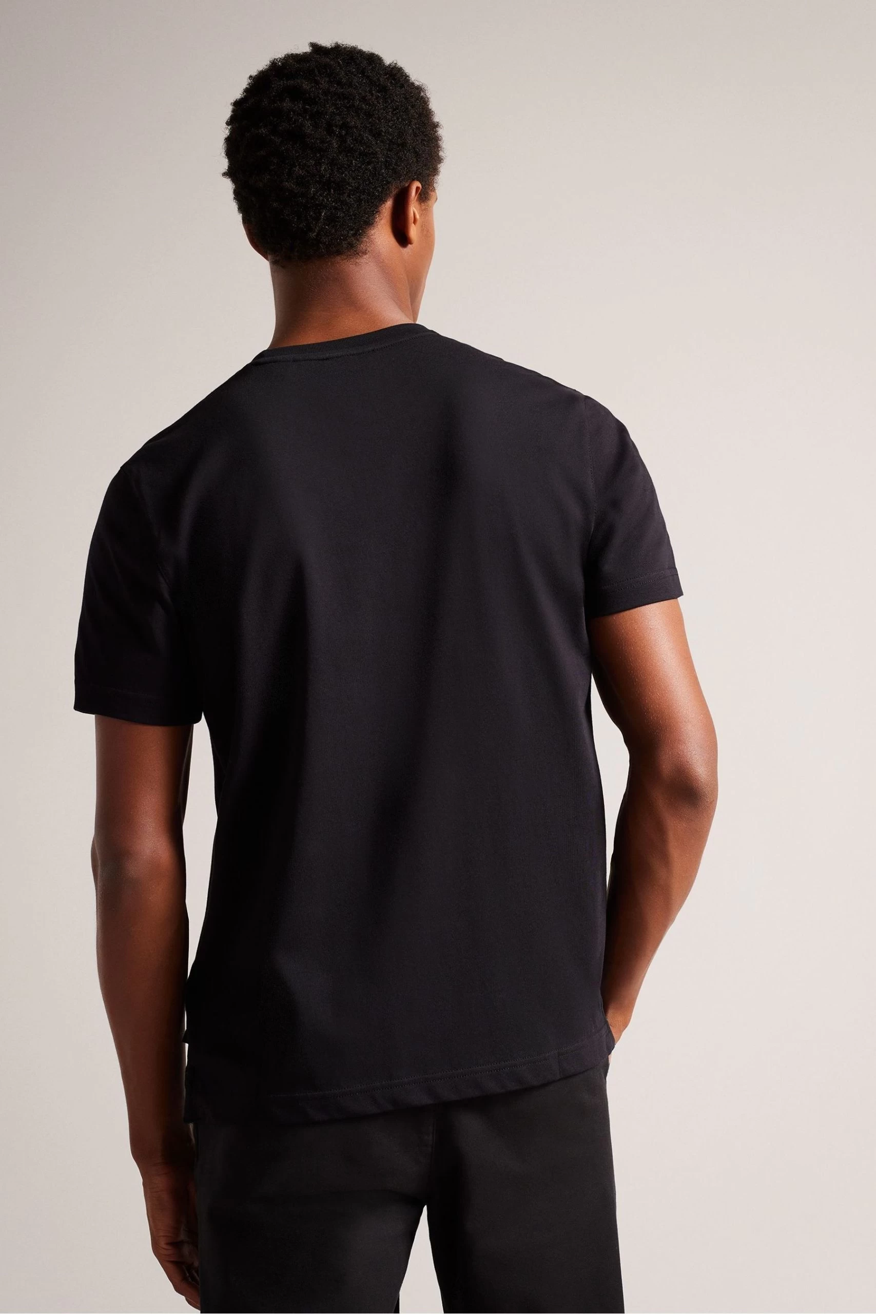 Ted Baker Achram Black Regular Flocked T-Shirt 4 Ted Baker Achram Black Regular Flocked T-Shirt - Image 2