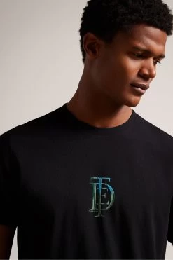 Ted Baker Achram Black Regular Flocked T-Shirt 9 Ted Baker Achram Black Regular Flocked T-Shirt -Ted Baker Shop D74306s4