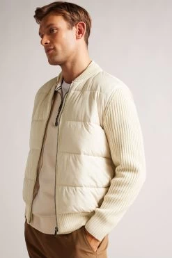 Ted Baker Spores Natural Long Sleeve Regular Wadded Zip Through Jacket