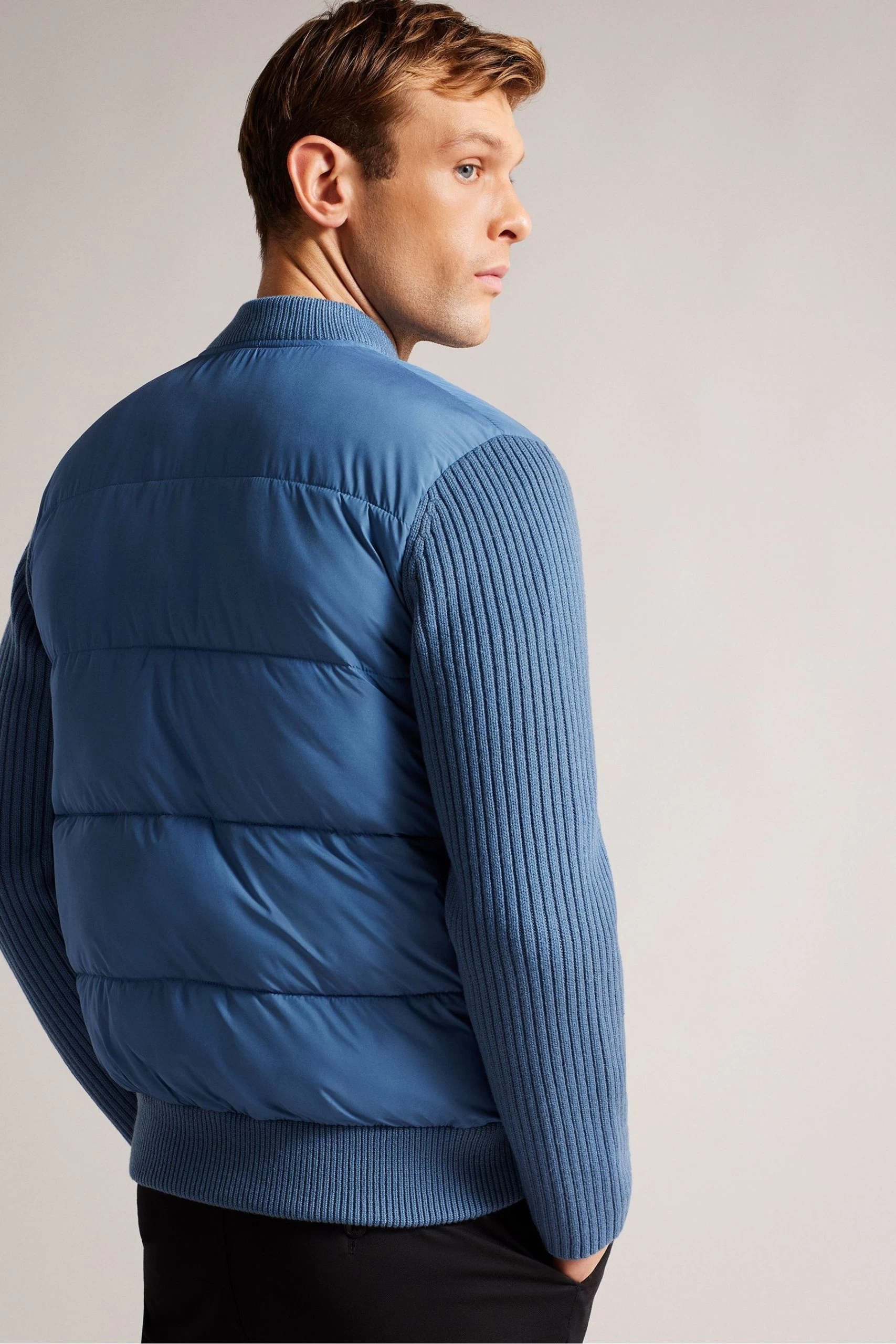 Ted Baker Spores Mid Blue Long Sleeve Regular Wadded Zip Through Jacket 4 Ted Baker Spores Mid Blue Long Sleeve Regular Wadded Zip Through Jacket - Image 2
