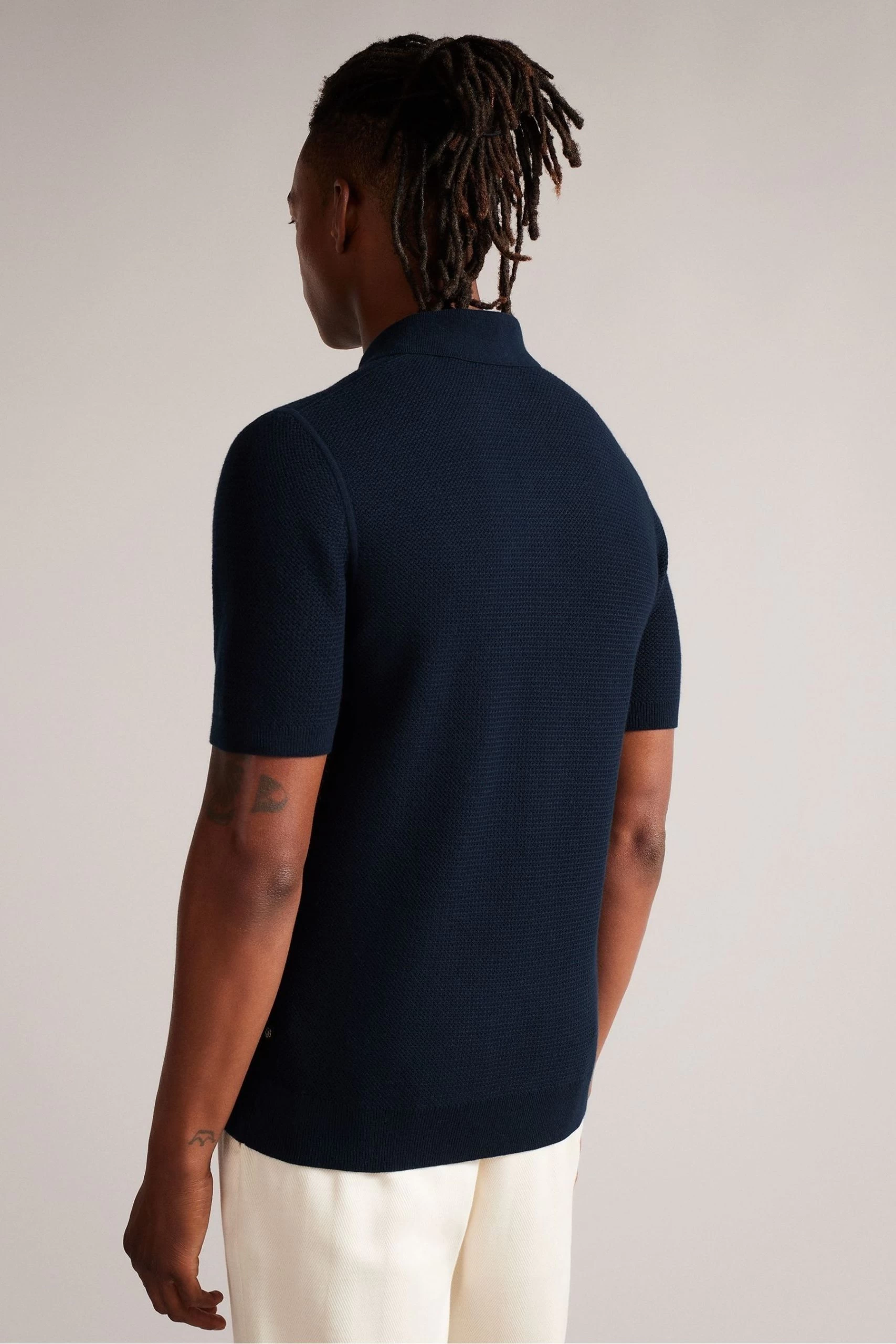 Ted Baker Imago Blue Short Sleeve Regular Knitted Polo Shirt 4 Ted Baker Imago Blue Short Sleeve Regular Knitted Polo Shirt - Image 2