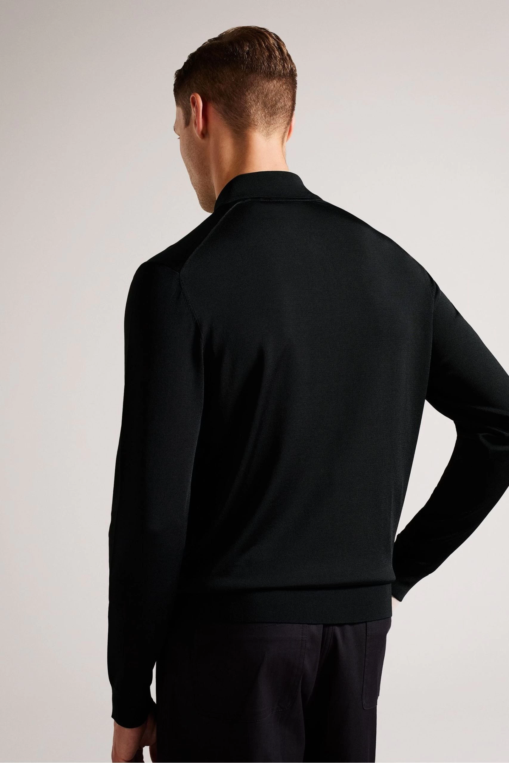 Ted Baker Viba Black Regular Half Zip Rayon Polo Shirt 4 Ted Baker Viba Black Regular Half Zip Rayon Polo Shirt - Image 2