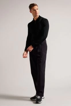 Ted Baker Viba Black Regular Half Zip Rayon Polo Shirt 9 Ted Baker Viba Black Regular Half Zip Rayon Polo Shirt -Ted Baker Shop D74797s3