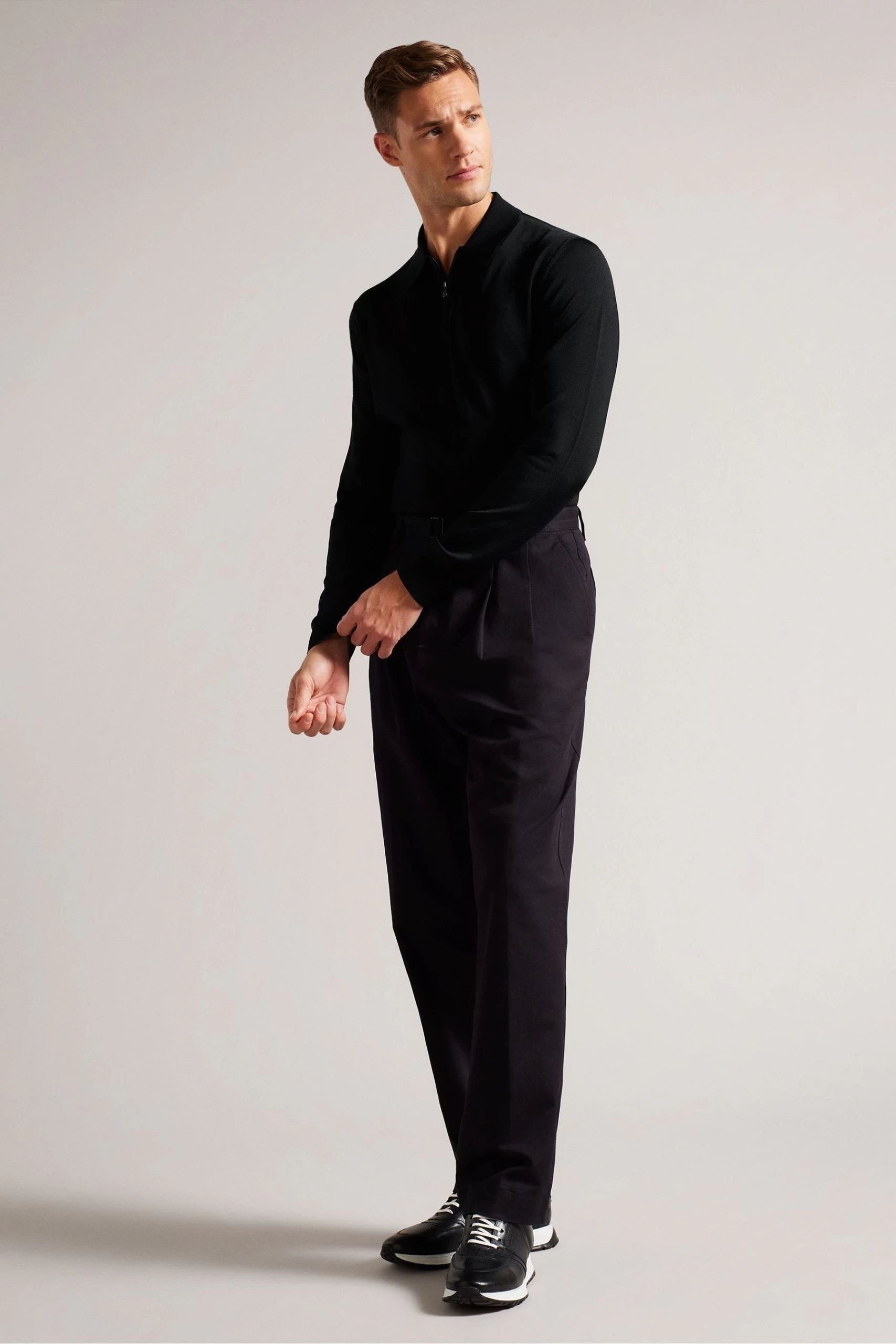 Ted Baker Viba Black Regular Half Zip Rayon Polo Shirt 5 Ted Baker Viba Black Regular Half Zip Rayon Polo Shirt - Image 3