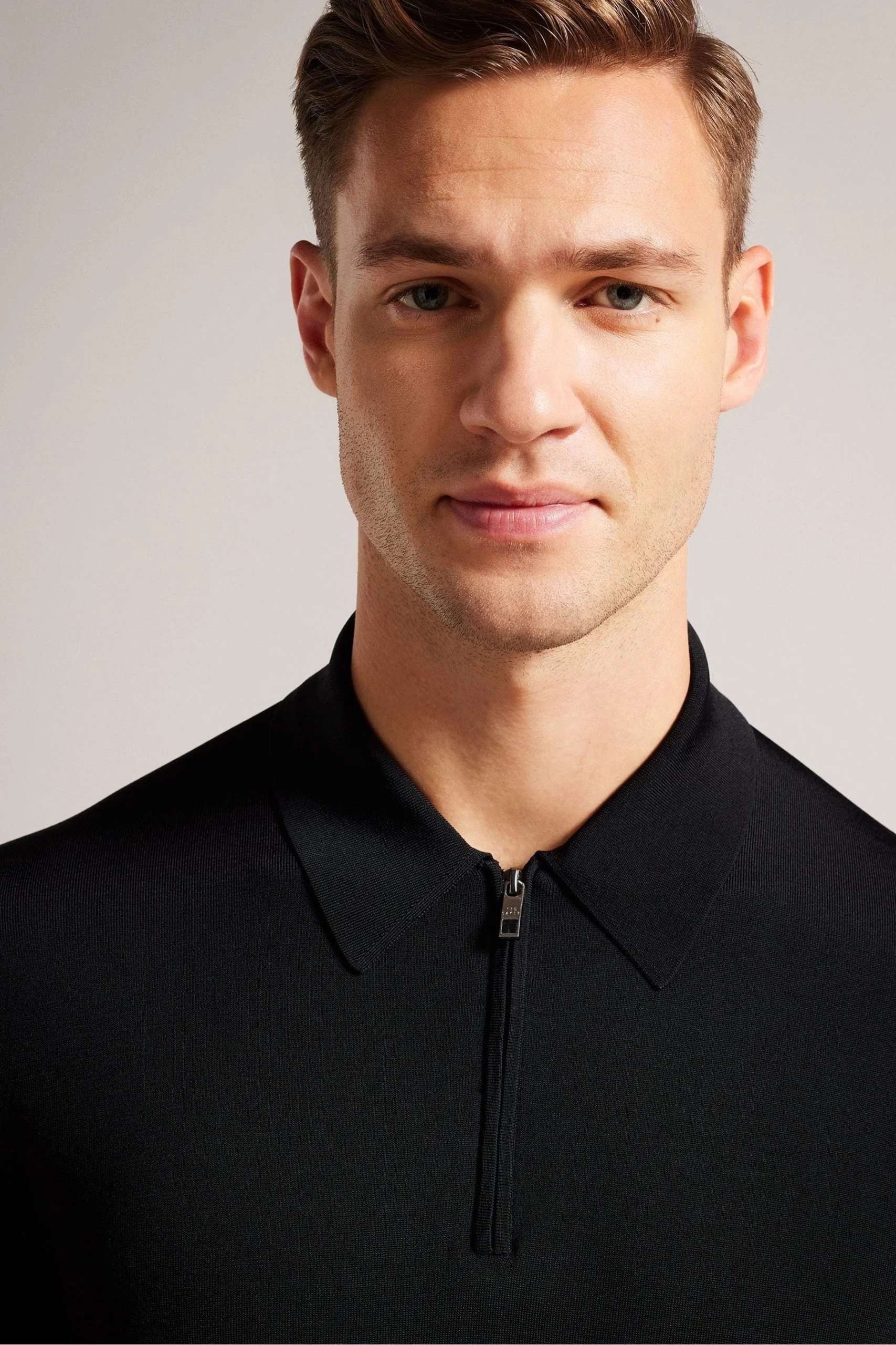 Ted Baker Viba Black Regular Half Zip Rayon Polo Shirt 6 Ted Baker Viba Black Regular Half Zip Rayon Polo Shirt - Image 4