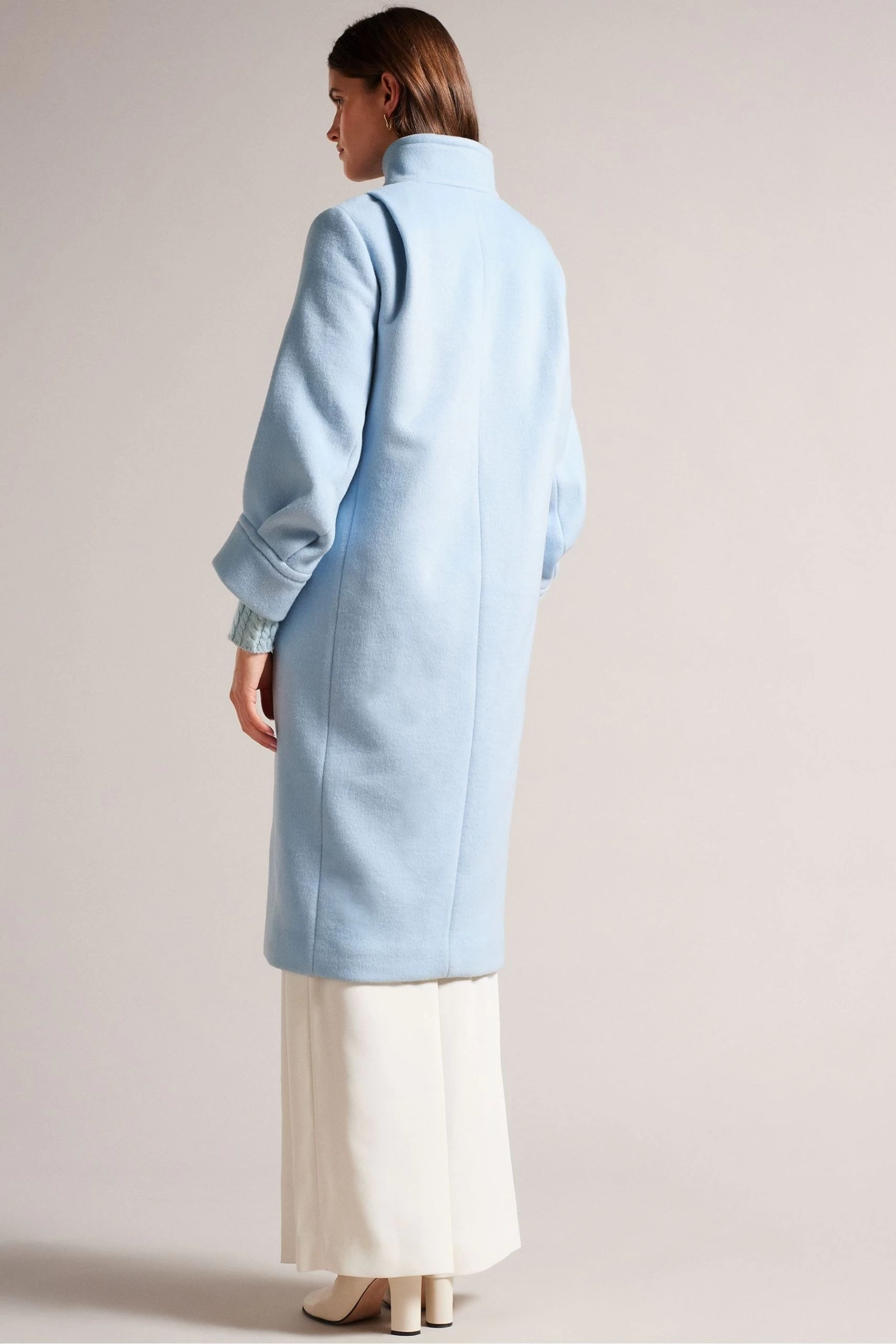 Ted Baker Blue Sairse Volume Sleeves Midi Length Coat 5 Ted Baker Blue Sairse Volume Sleeves Midi Length Coat - Image 3