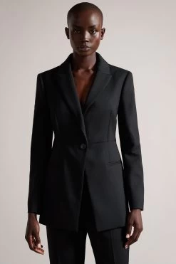 Ted Baker Fritta Black Longline Single Breasted Blazer