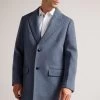 Ted Baker Raydon Mid-Blue Pure Wool Single Breasted Overcoat 1 Ted Baker Raydon Mid-Blue Pure Wool Single Breasted Overcoat -Ted Baker Shop D81727s