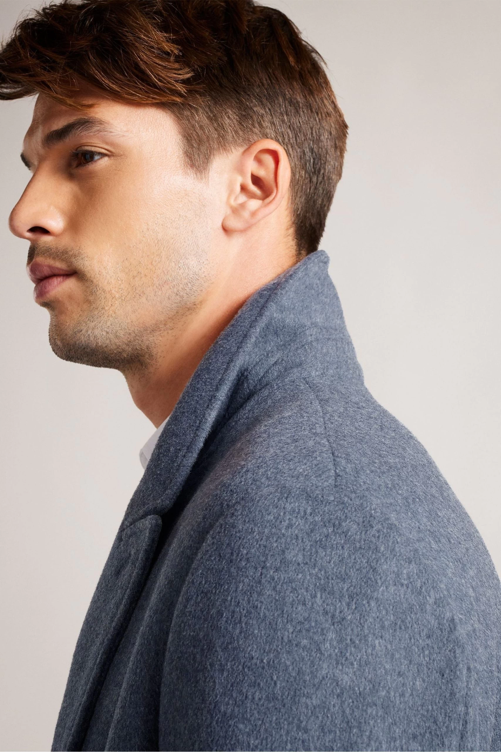 Ted Baker Raydon Mid-Blue Pure Wool Single Breasted Overcoat 6 Ted Baker Raydon Mid-Blue Pure Wool Single Breasted Overcoat - Image 4