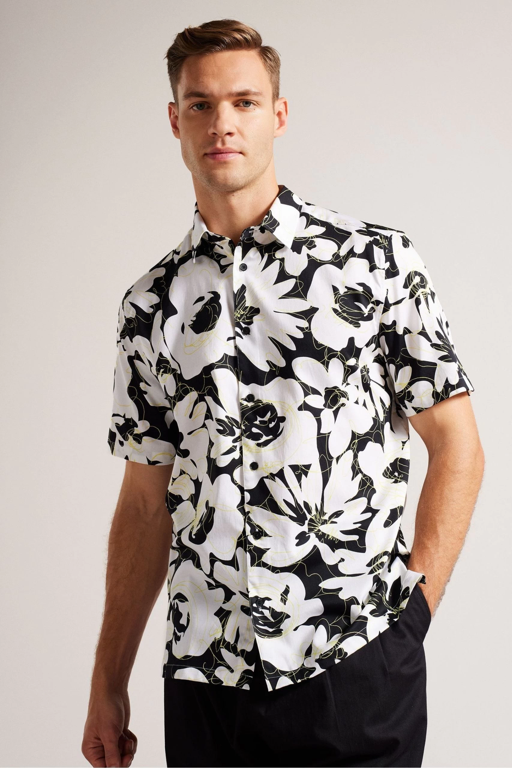 Ted Baker Yellow Altun Short Sleeves Floral Print Shirt 3 Ted Baker Yellow Altun Short Sleeves Floral Print Shirt