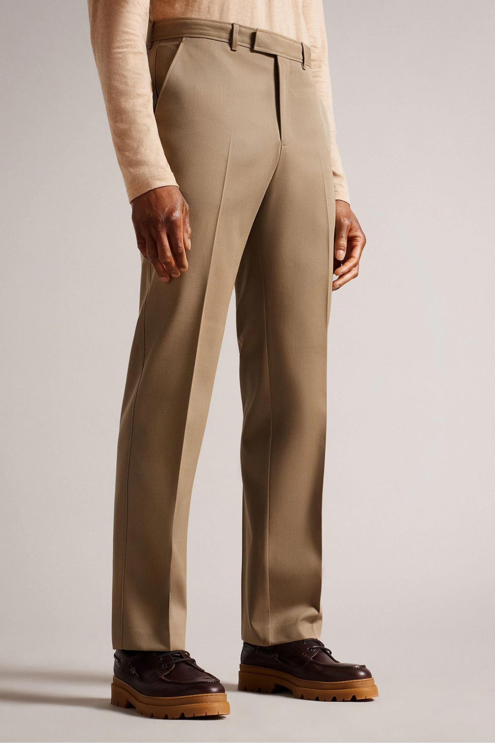 Ted Baker Natural Heddont Straight Fit Trousers 3 Ted Baker Natural Heddont Straight Fit Trousers