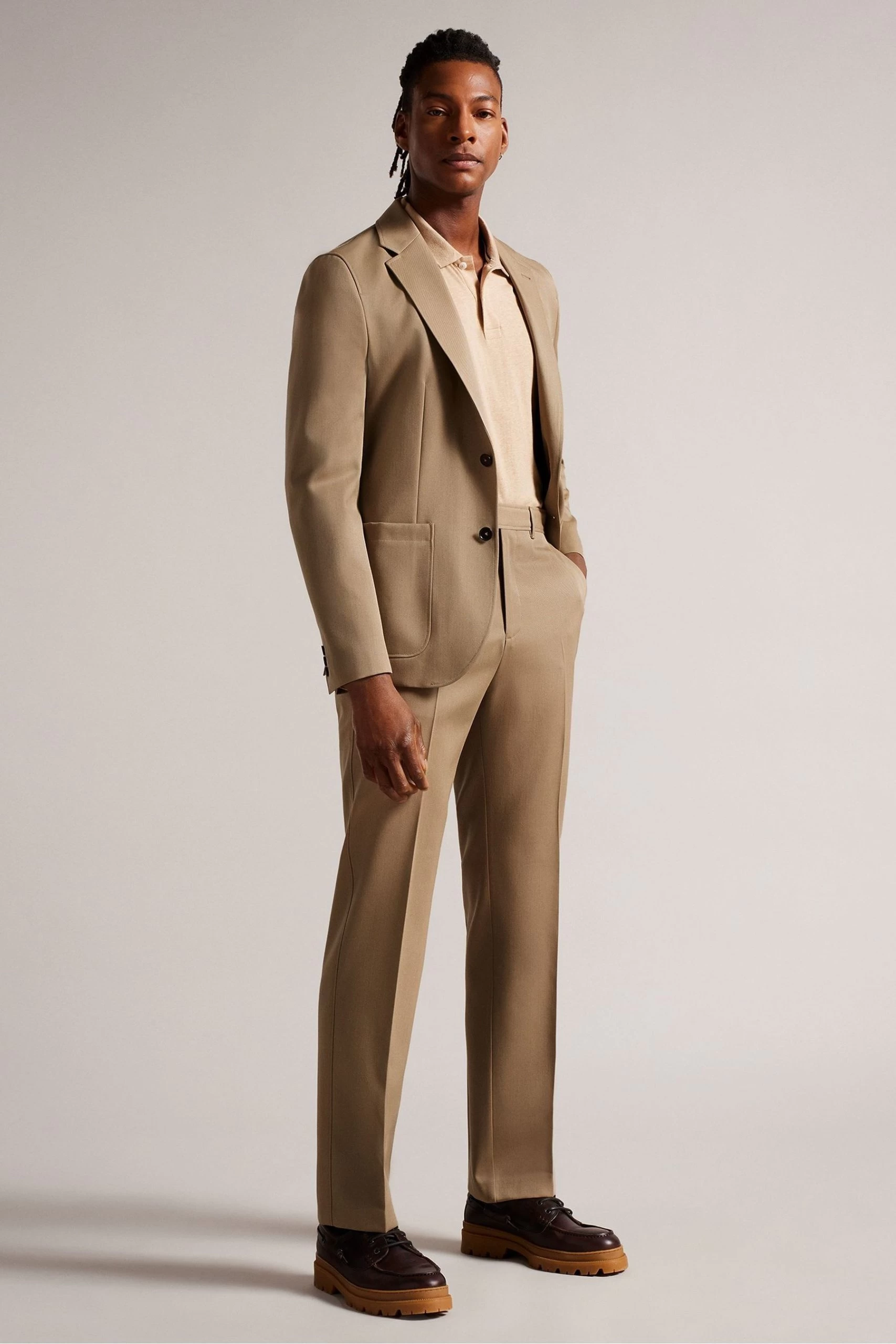 Ted Baker Natural Heddont Straight Fit Trousers 5 Ted Baker Natural Heddont Straight Fit Trousers - Image 3