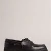 Ted Baker Cedrikl Black Waxy Leather Boat Shoes -Ted Baker Shop D81738s