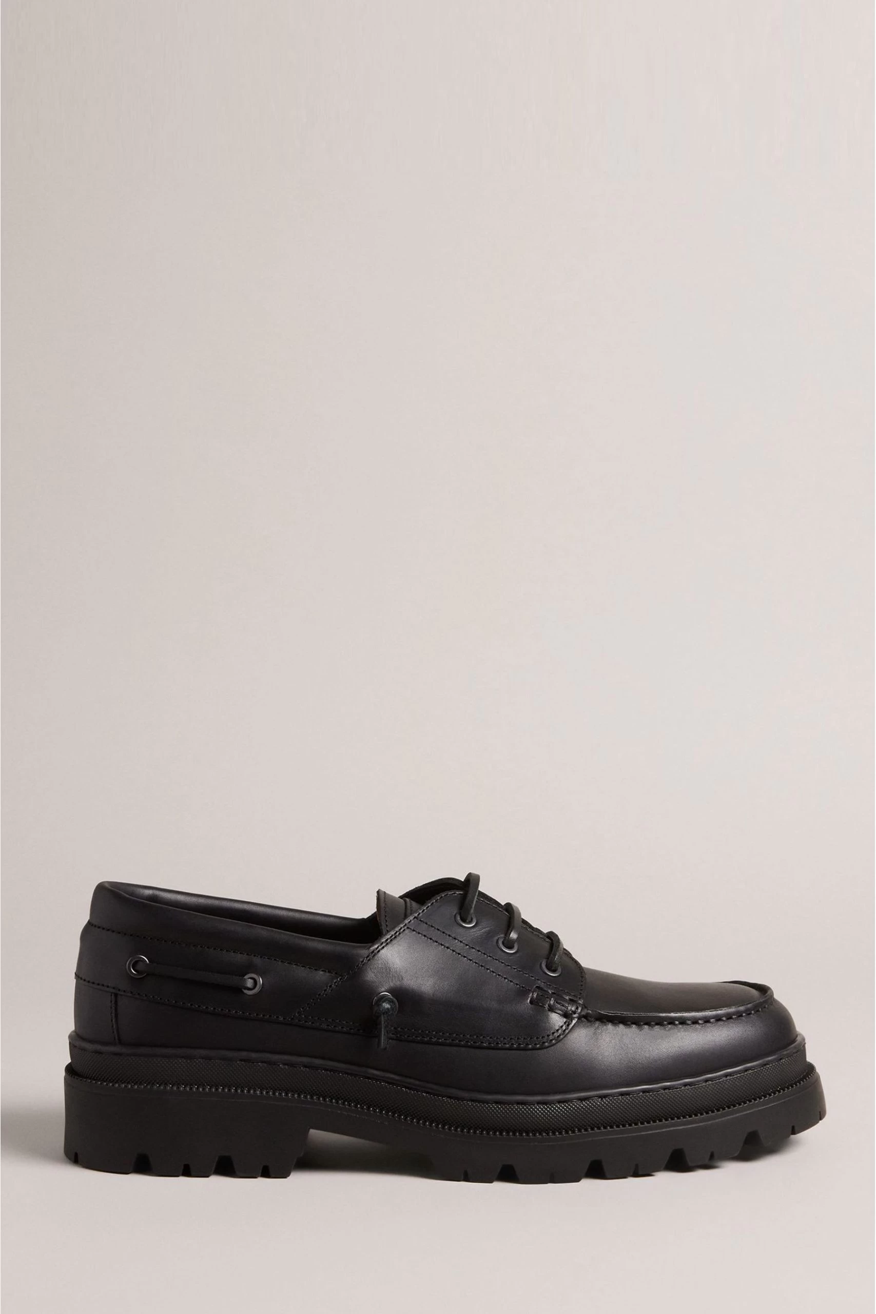 Ted Baker Cedrikl Black Waxy Leather Boat Shoes 3 Ted Baker Cedrikl Black Waxy Leather Boat Shoes