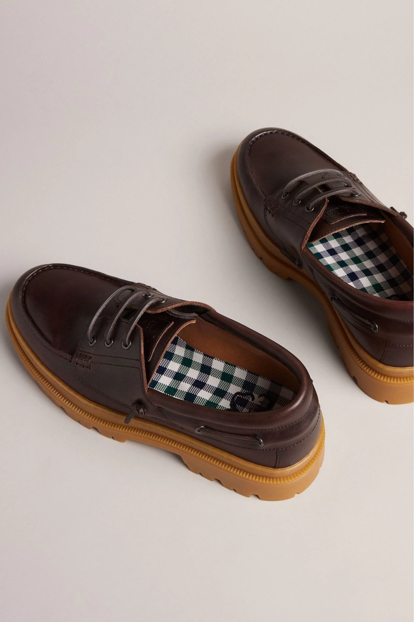 Ted Baker Cedrikl Brown Waxy Leather Boat Shoes 6 Ted Baker Cedrikl Brown Waxy Leather Boat Shoes - Image 4