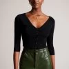 Ted Baker Casela Black Cropped V-Front Cardigan 1 Ted Baker Casela Black Cropped V-Front Cardigan -Ted Baker Shop D84902s