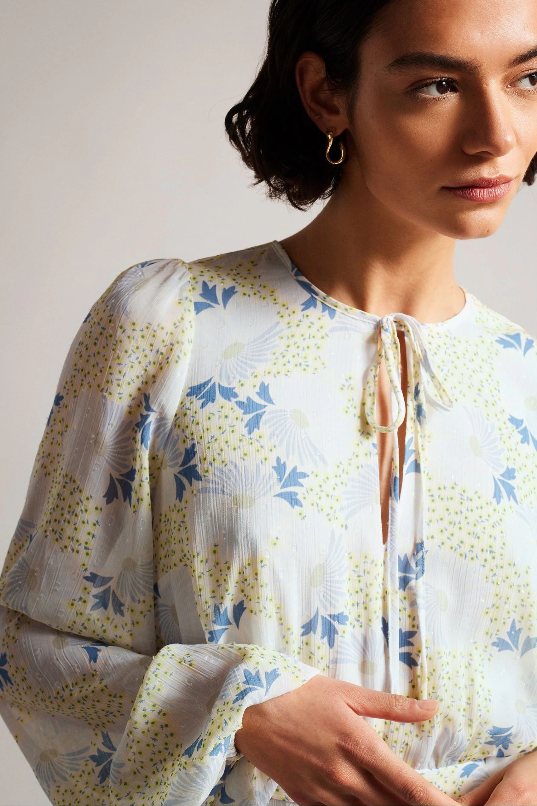 Ted Baker Sky Blue Suziiee Waisted Asymmetric Ruffles Mini Dress 6 Ted Baker Sky Blue Suziiee Waisted Asymmetric Ruffles Mini Dress - Image 4