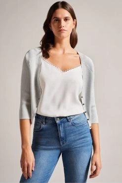 Ted Baker Loeesa White Metallic Cropped Cardigan 9 Ted Baker Loeesa White Metallic Cropped Cardigan -Ted Baker Shop D86159s3