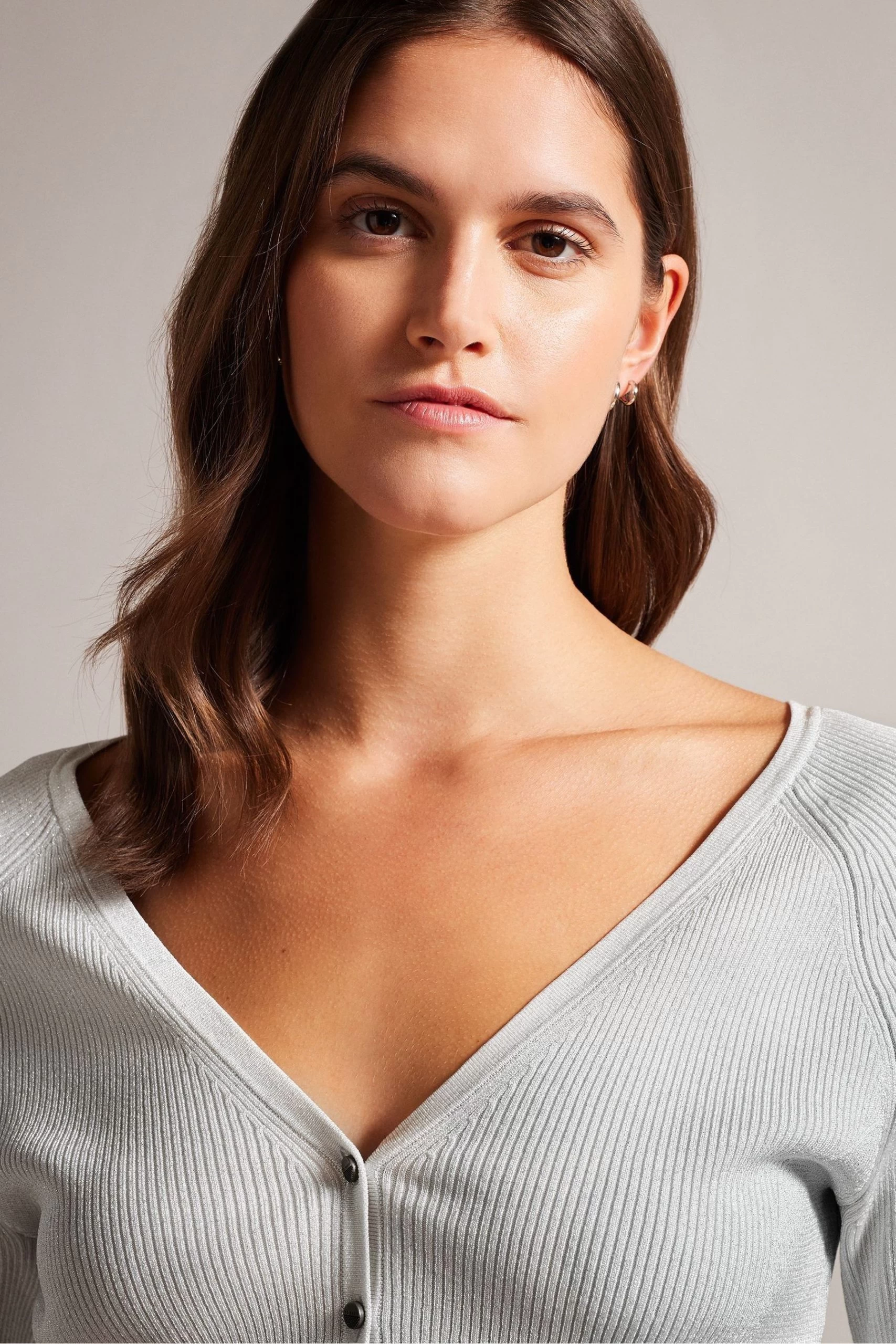 Ted Baker Loeesa White Metallic Cropped Cardigan 6 Ted Baker Loeesa White Metallic Cropped Cardigan - Image 4