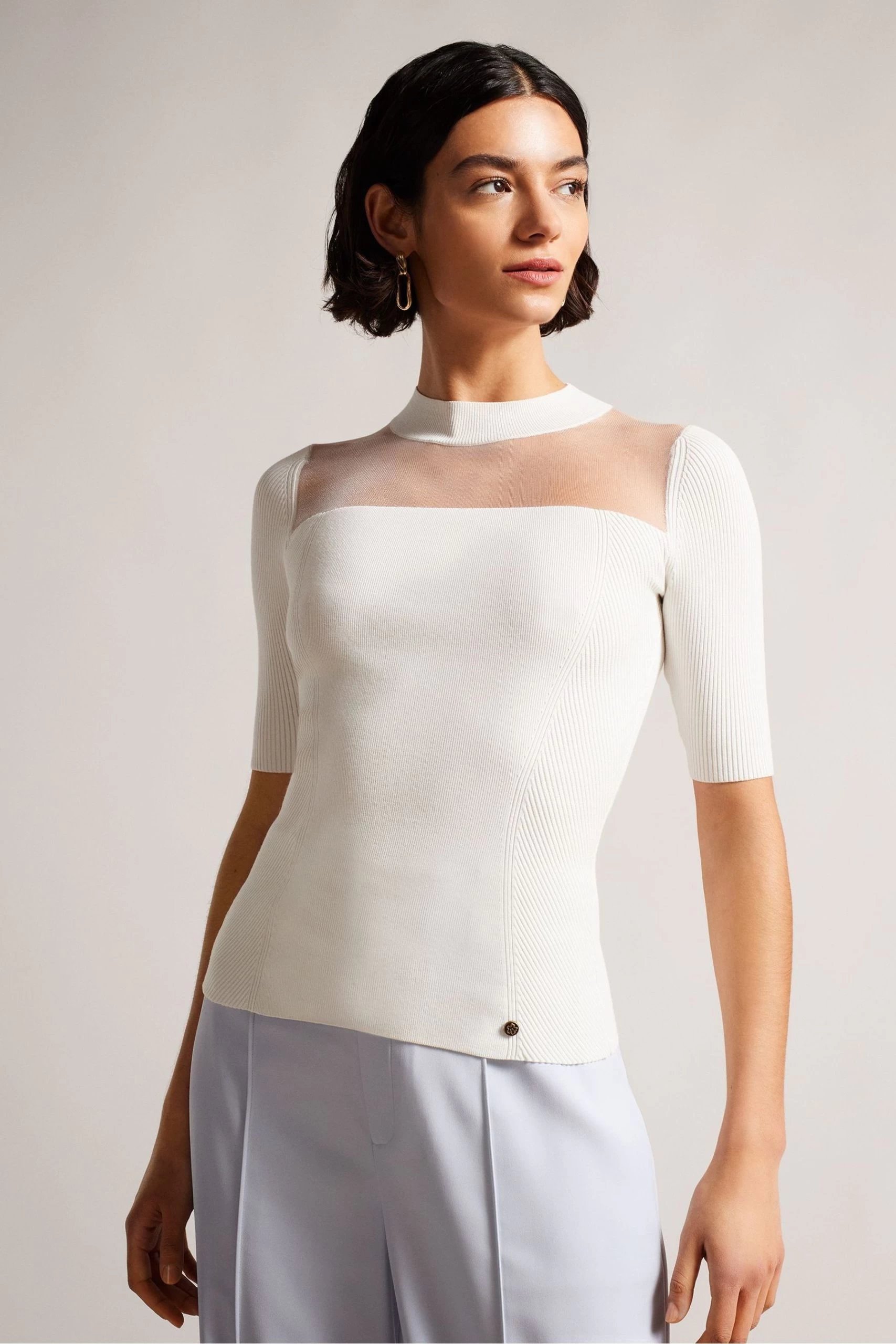 Ted Baker Daviner White Fitted Knit Top 3 Ted Baker Daviner White Fitted Knit Top