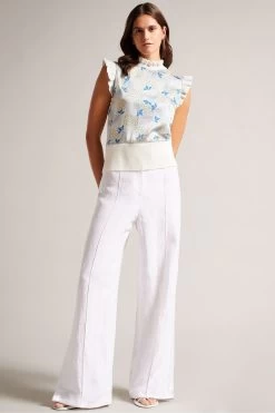 Ted Baker Sky Blue Luseea Woven Front Knit Top 9 Ted Baker Sky Blue Luseea Woven Front Knit Top -Ted Baker Shop D86161s3