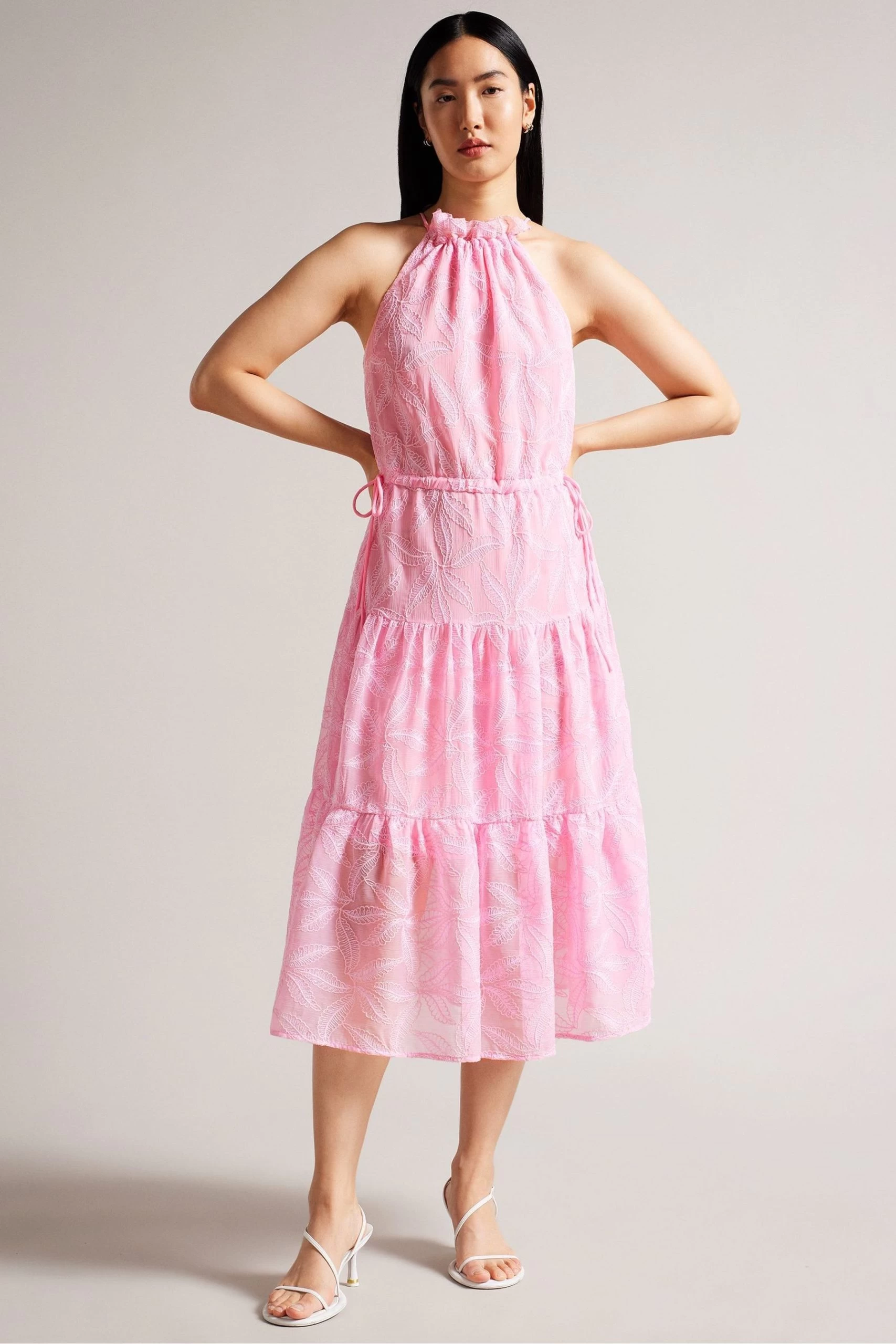 Ted Baker Lilac Purple Miarose Drawstring Waist Halterneck Dress 3 Ted Baker Lilac Purple Miarose Drawstring Waist Halterneck Dress