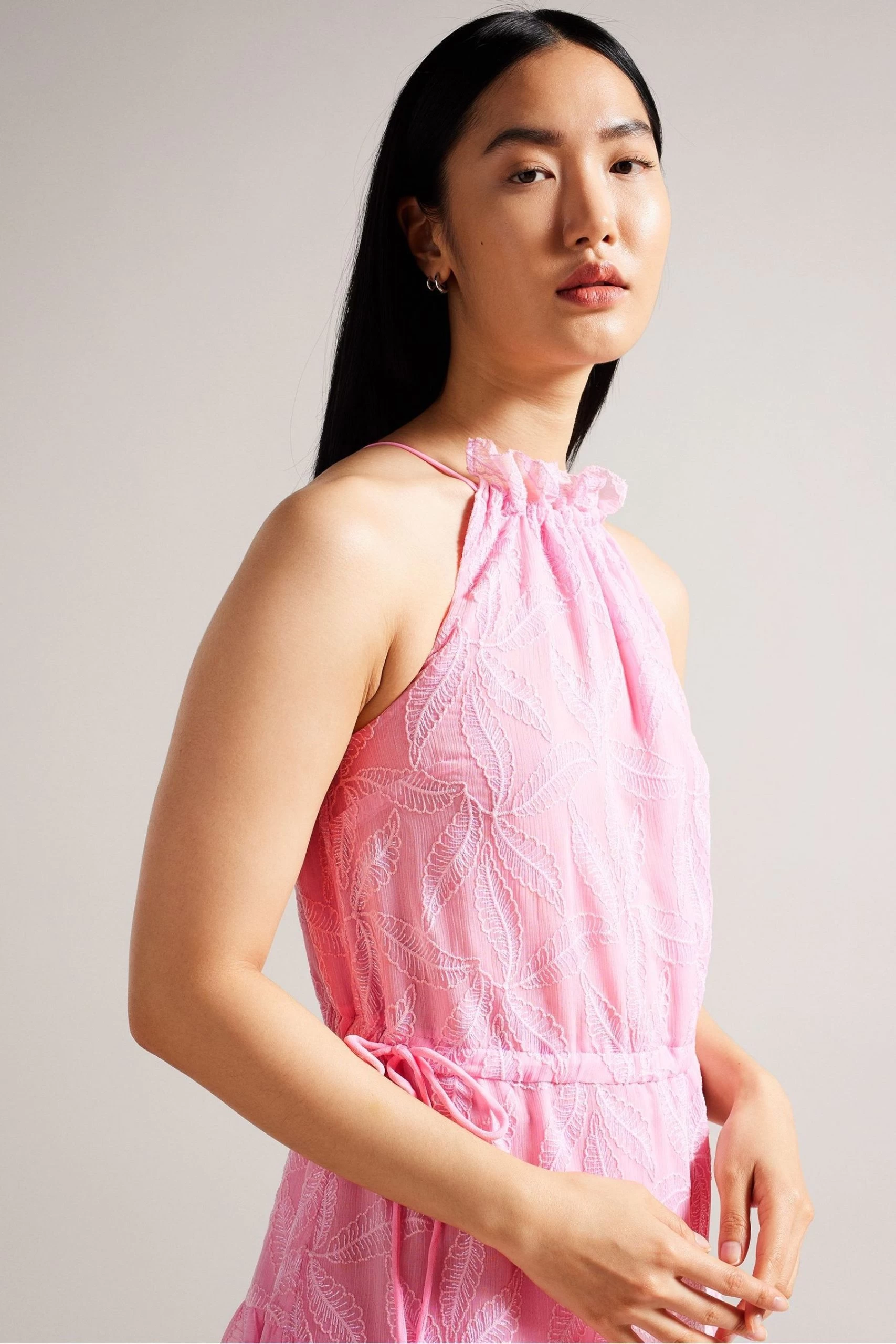 Ted Baker Lilac Purple Miarose Drawstring Waist Halterneck Dress 5 Ted Baker Lilac Purple Miarose Drawstring Waist Halterneck Dress - Image 3