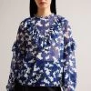 Ted Baker Idina White Baroque Floral Printed Blouse 1 Ted Baker Idina White Baroque Floral Printed Blouse -Ted Baker Shop D89302s
