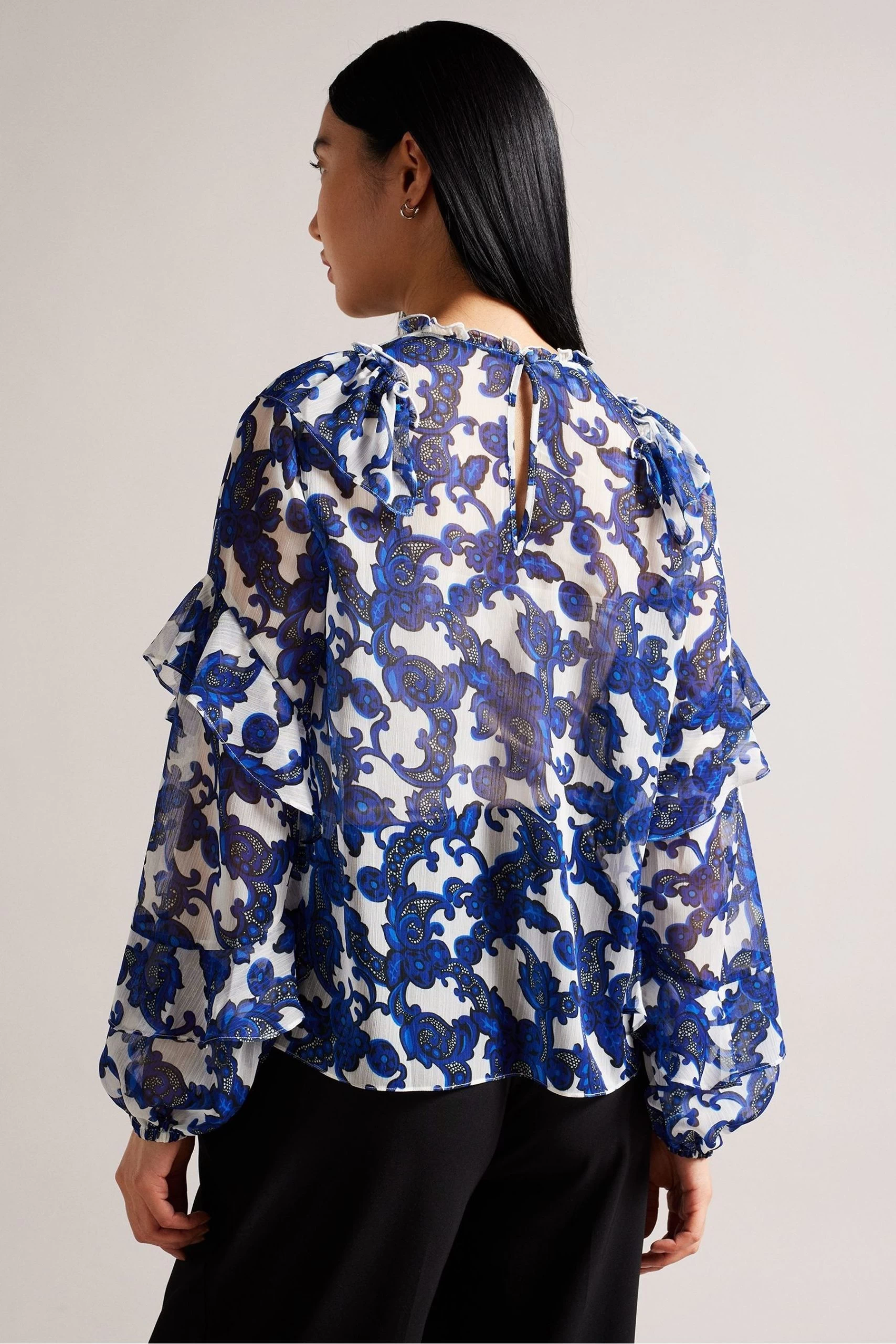Ted Baker Idina White Baroque Floral Printed Blouse 4 Ted Baker Idina White Baroque Floral Printed Blouse - Image 2