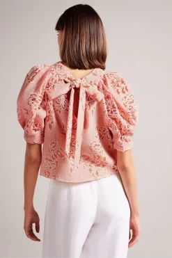 Ted Baker Pink Meliiha Coral Puff Sleeve Boxy Top 8 Ted Baker Pink Meliiha Coral Puff Sleeve Boxy Top -Ted Baker Shop D89310s2