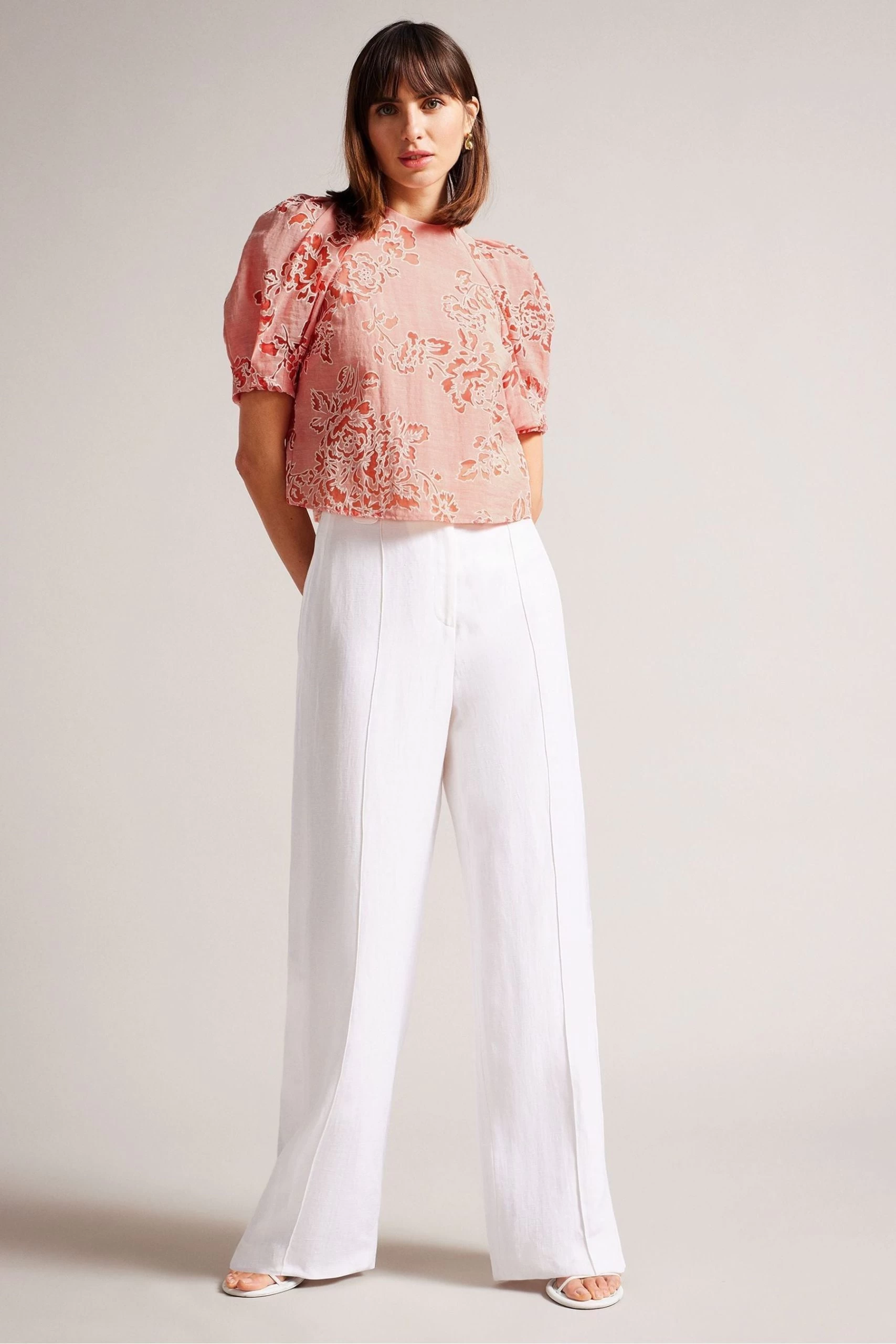 Ted Baker Pink Meliiha Coral Puff Sleeve Boxy Top 5 Ted Baker Pink Meliiha Coral Puff Sleeve Boxy Top - Image 3