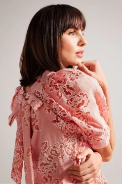 Ted Baker Pink Meliiha Coral Puff Sleeve Boxy Top 10 Ted Baker Pink Meliiha Coral Puff Sleeve Boxy Top -Ted Baker Shop D89310s4