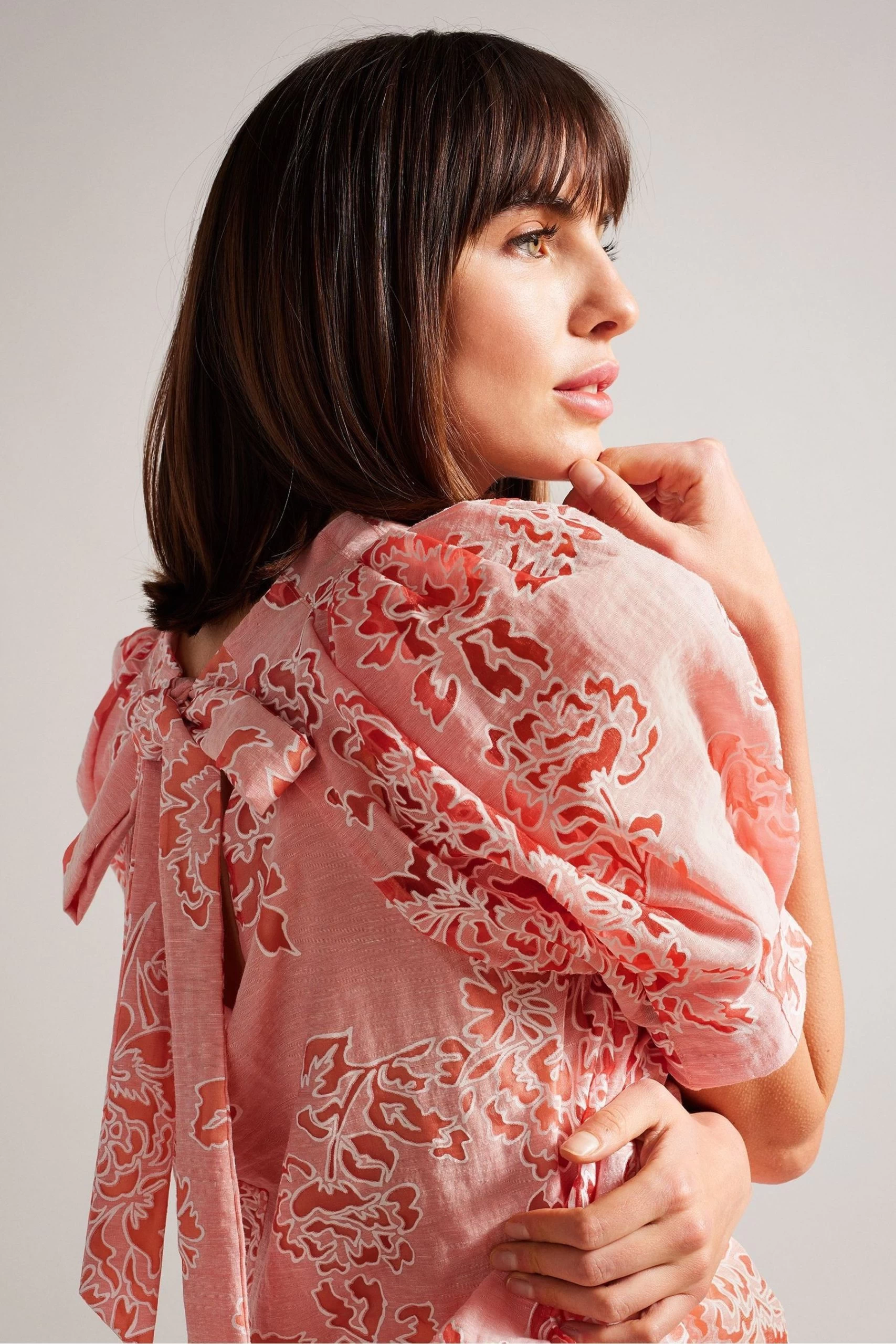 Ted Baker Pink Meliiha Coral Puff Sleeve Boxy Top 6 Ted Baker Pink Meliiha Coral Puff Sleeve Boxy Top - Image 4