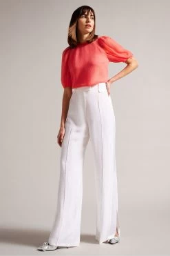 Ted Baker Pink Natelie Coral Boxy Top With Puff Sleeves 8 Ted Baker Pink Natelie Coral Boxy Top With Puff Sleeves -Ted Baker Shop D89311s3