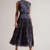 Ted Baker Blue Coraal Dk-Navy Waisted Sleeveless Midi Dress 2 Ted Baker Blue Coraal Dk-Navy Waisted Sleeveless Midi Dress -Ted Baker Shop D89312s