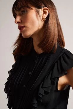 Ted Baker Evalie Sleeveless Frilled Black Top 10 Ted Baker Evalie Sleeveless Frilled Black Top -Ted Baker Shop D89313s4
