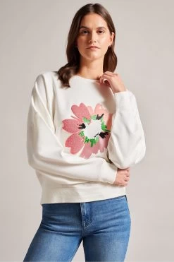 Ted Baker Marene Printed White Sweatshirt