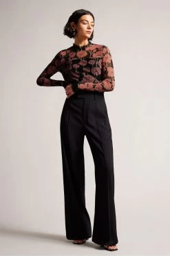 Ted Baker Maggann Black Long Sleeved Top With Neck Frills 9 Ted Baker Maggann Black Long Sleeved Top With Neck Frills -Ted Baker Shop D89315s3