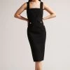Ted Baker Josiaa Black Square Neck Military Detail Midi Dress 1 Ted Baker Josiaa Black Square Neck Military Detail Midi Dress -Ted Baker Shop D89321s