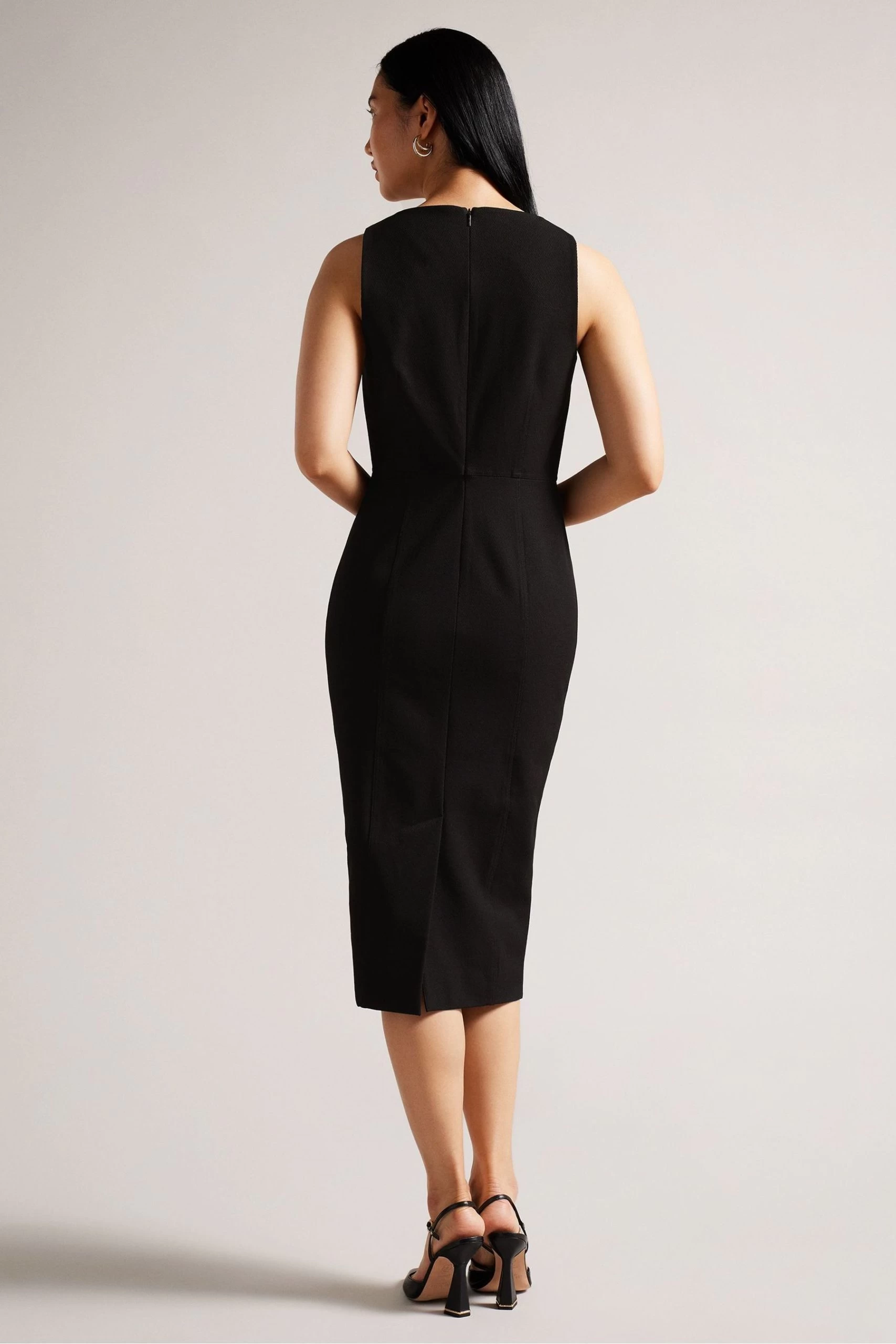 Ted Baker Josiaa Black Square Neck Military Detail Midi Dress 4 Ted Baker Josiaa Black Square Neck Military Detail Midi Dress - Image 2