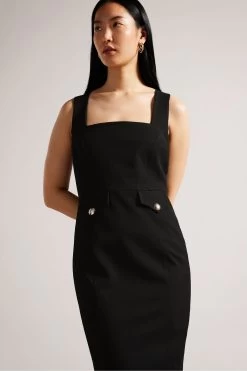 Ted Baker Josiaa Black Square Neck Military Detail Midi Dress 9 Ted Baker Josiaa Black Square Neck Military Detail Midi Dress -Ted Baker Shop D89321s3
