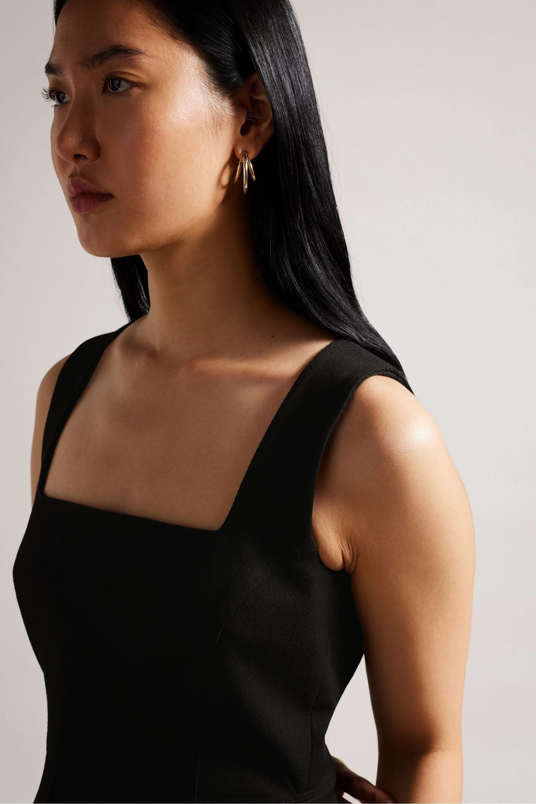 Ted Baker Josiaa Black Square Neck Military Detail Midi Dress 6 Ted Baker Josiaa Black Square Neck Military Detail Midi Dress - Image 4