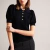 Ted Baker Blue Reannia Polo Knit Top With Diamante Buttons 2 Ted Baker Blue Reannia Polo Knit Top With Diamante Buttons -Ted Baker Shop D89323s