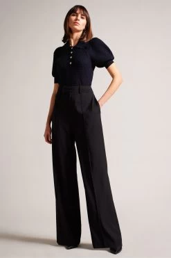 Ted Baker Blue Reannia Polo Knit Top With Diamante Buttons 9 Ted Baker Blue Reannia Polo Knit Top With Diamante Buttons -Ted Baker Shop D89323s3