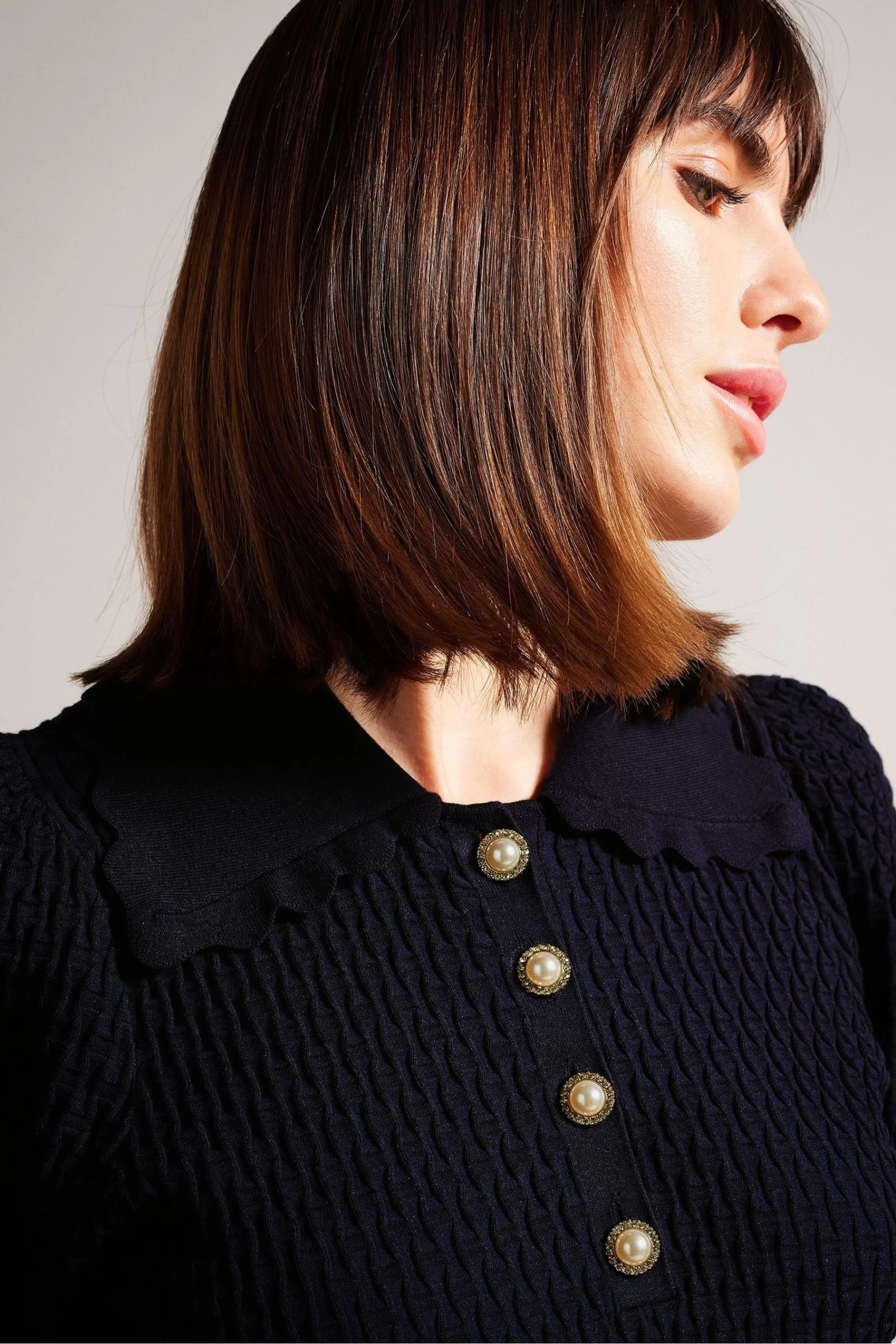 Ted Baker Blue Reannia Polo Knit Top With Diamante Buttons 6 Ted Baker Blue Reannia Polo Knit Top With Diamante Buttons - Image 4